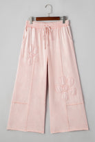 Pink Flower Patch Mineral Washed Cropped Wide Leg Pants Pants 8820b9eac49bbc38