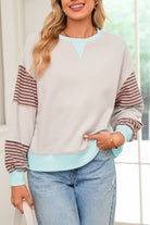 Jet Stream Colorblock Patchwork Striped Sleeve Sweatshirt Sweatshirts & Hoodies 88640fd988589b12