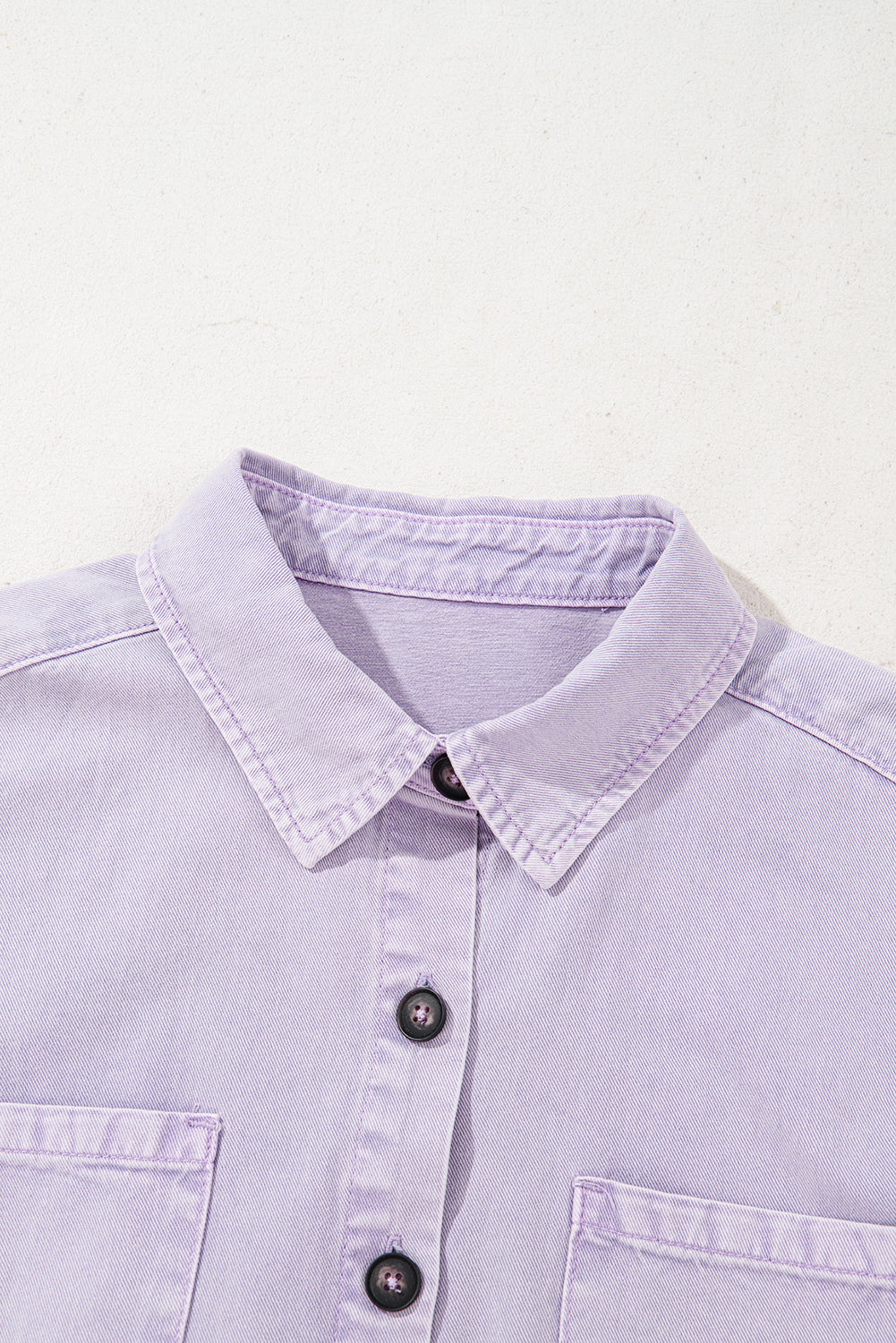 Orchid Petal Double Chest Pocket Denim Shirt Dress Short Dresses 886d50804ee652f2