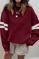 White Preppy Striped Sleeve Loose Sweatshirt Sweatshirts & Hoodies 88815611bf04ed3e