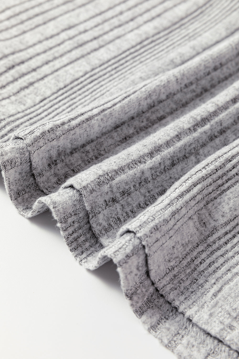 Moss Green Rib Texture Contrast Trim Round Neck Long Sleeve Top T Shirts 88942b485e9db270