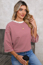 Black Stripe Bowknot Backless T-Shirt T Shirts 89539e0d2114dca7