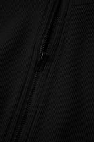 Black Terry Zipped Collar Sleeveless Drawstring Waist Mini Dress Short Dresses 8a08192e55c57d55