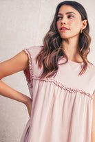 Mint Green Frilled Trim Crewneck Loose Fit Mini Dress Short Dresses 8a51b8351eb069ab