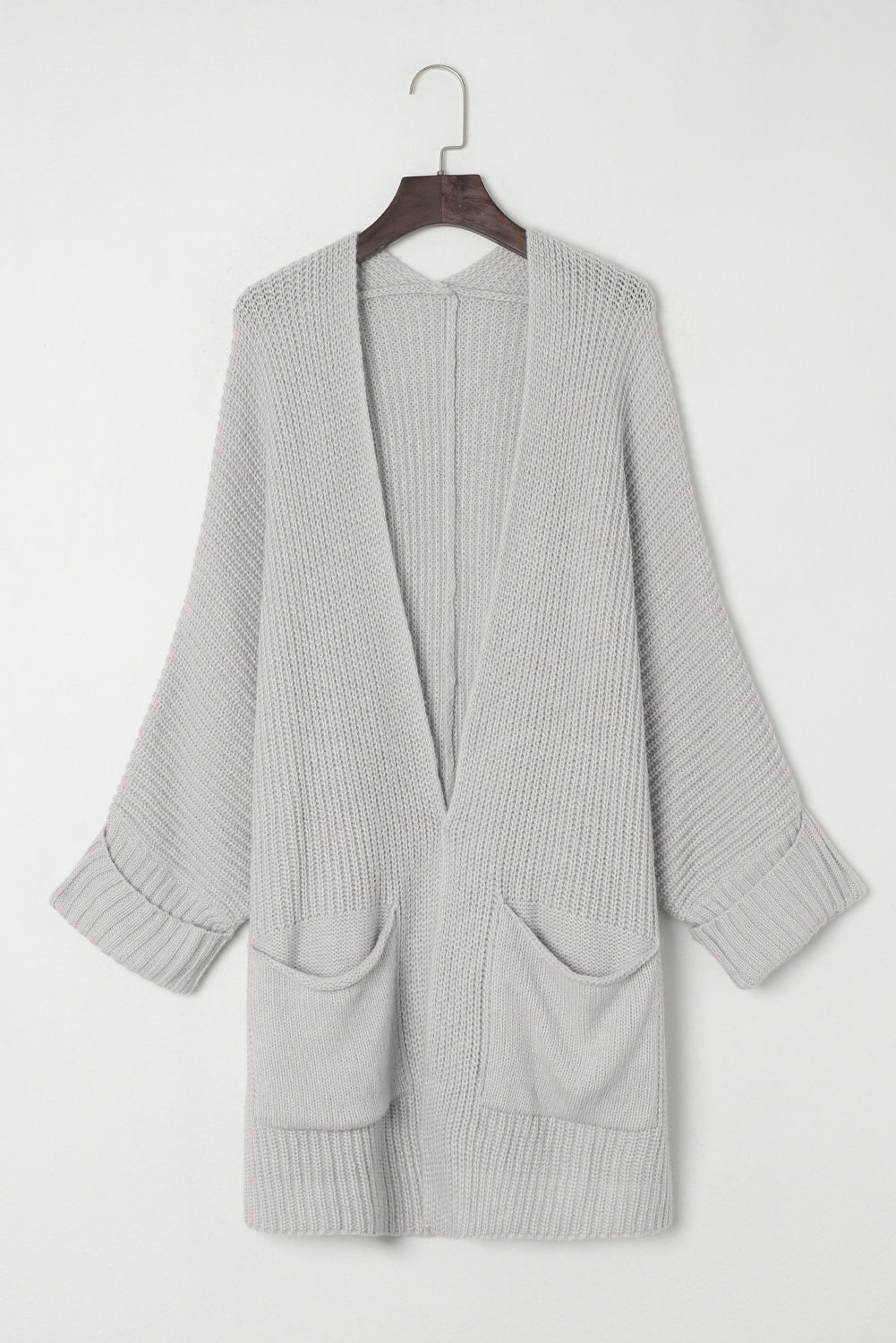 Gray Batwing Sleeve Pocket Oversized Cable Knit Cardigan Cardigans 8acfd70ea1565777