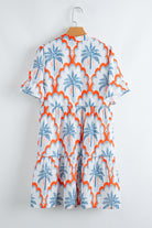 Orange Palm Tree Print Short Sleeve Flowy Dress Short Dresses 8bbc08737601d6ed