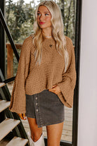 White Hollowed Detail Wide Sleeve Loose Pullover Sweater Sweaters 8bc021b88dfc2fee