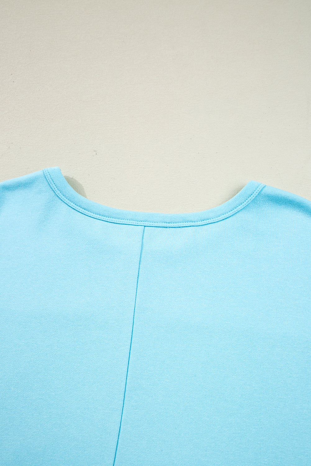 Aruba Blue Solid Color Pullover Top Plus Size Raw Hem Shorts Set Plus Size Matching Sets 8bca875c4fa50dea