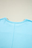 Aruba Blue Solid Color Pullover Top Plus Size Raw Hem Shorts Set Plus Size Matching Sets 8bca875c4fa50dea