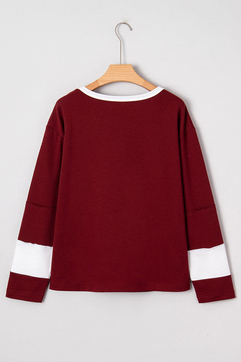 Red Dahlia Cheerful Daisy Flower Patched Round Neck Long Sleeve Top Long Sleeve Tops 8bdc07197fcb3b17