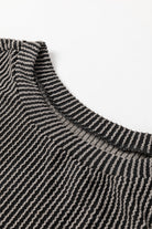 Carbon Grey Corded Long Sleeve Top and High Waist Shorts Set Two Piece Shorts Sets 8c16e8ca83dd4d1d