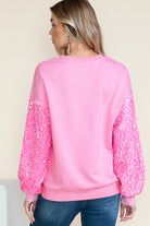 Pink Holly Jolly Letter Sequins Patch Drop Shoulder Patchwork Long Sleeve Top Graphic Apparel 8c2f0f5f8af8f0b0