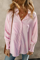 Bonbon Shirred Cuffs Collared Raglan Sleeve Relaxed Shirt Blouses & Shirts 8c613e70c09f2fc6