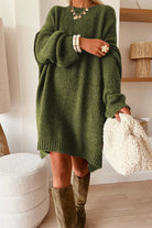 Green Oversize Drop Shoulder Slouchy Sweater Dress Sweaters 8c88f1d2f6cb6090