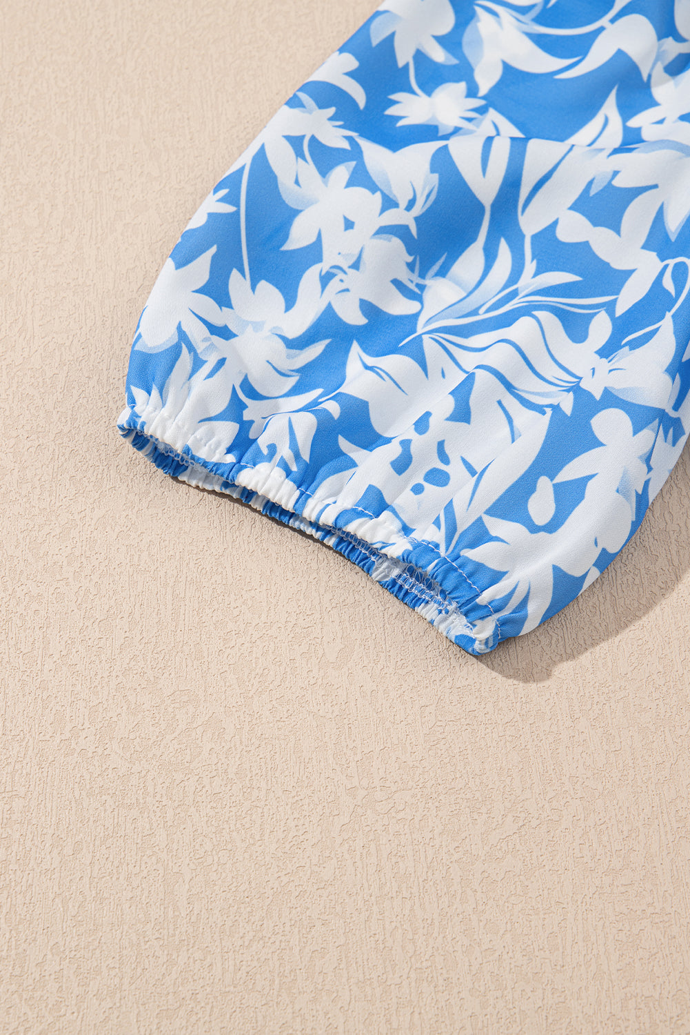 Sky Blue Floral Print Deep V Neck Puff Sleeve Flowy Dress Maxi Dresses 8cfae876bf2334bb