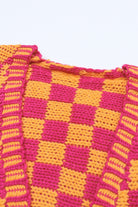 Orchid Petal Colorblock Checked Open Front Knitted Cardigan Cardigans 8d2b07e048c96e06
