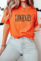 Orange BOO Halloween Ghost Sipder Embroidered Graphic Tee Graphic Tees 8d4f627ebe007662