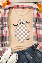 Khaki Ghost Bat Heat Transfer Printing Halloween Holiday Graphic Tee Graphic Tees 8d541c4434cdc772