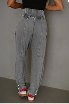 Medium Grey Mineral Wash Jogger Style High Waist Pants Pants 8d9974af09d37110