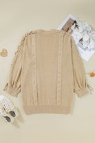 Parchment Cable Knit Braided Tie Sleeve Plus Size Knit Cardigan Plus Size Sweaters&Cardigans 8db26a8556145fe2