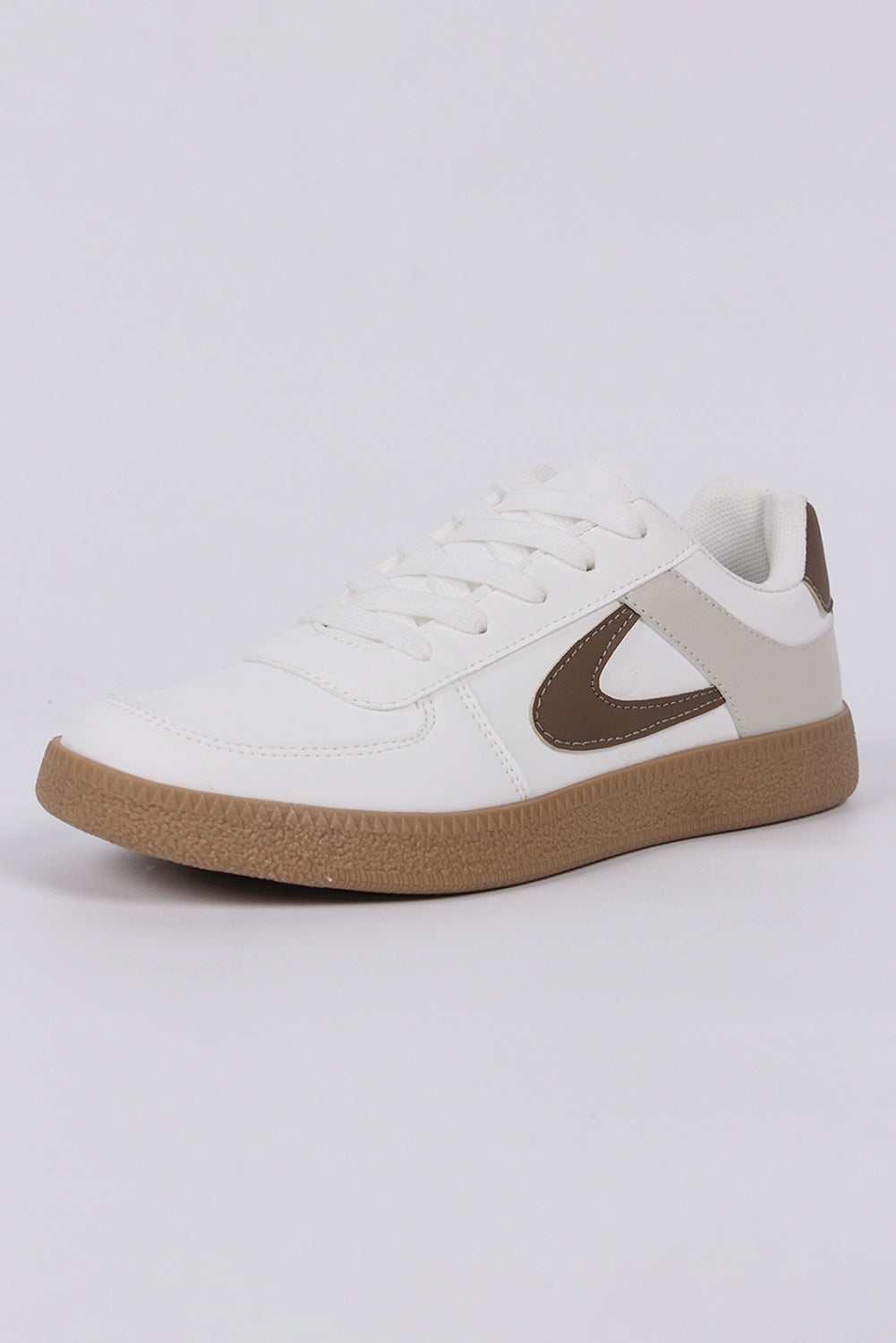 Coffee PU Leather Lace Up Sneakers Sneakers 8df8f691b934f3b2