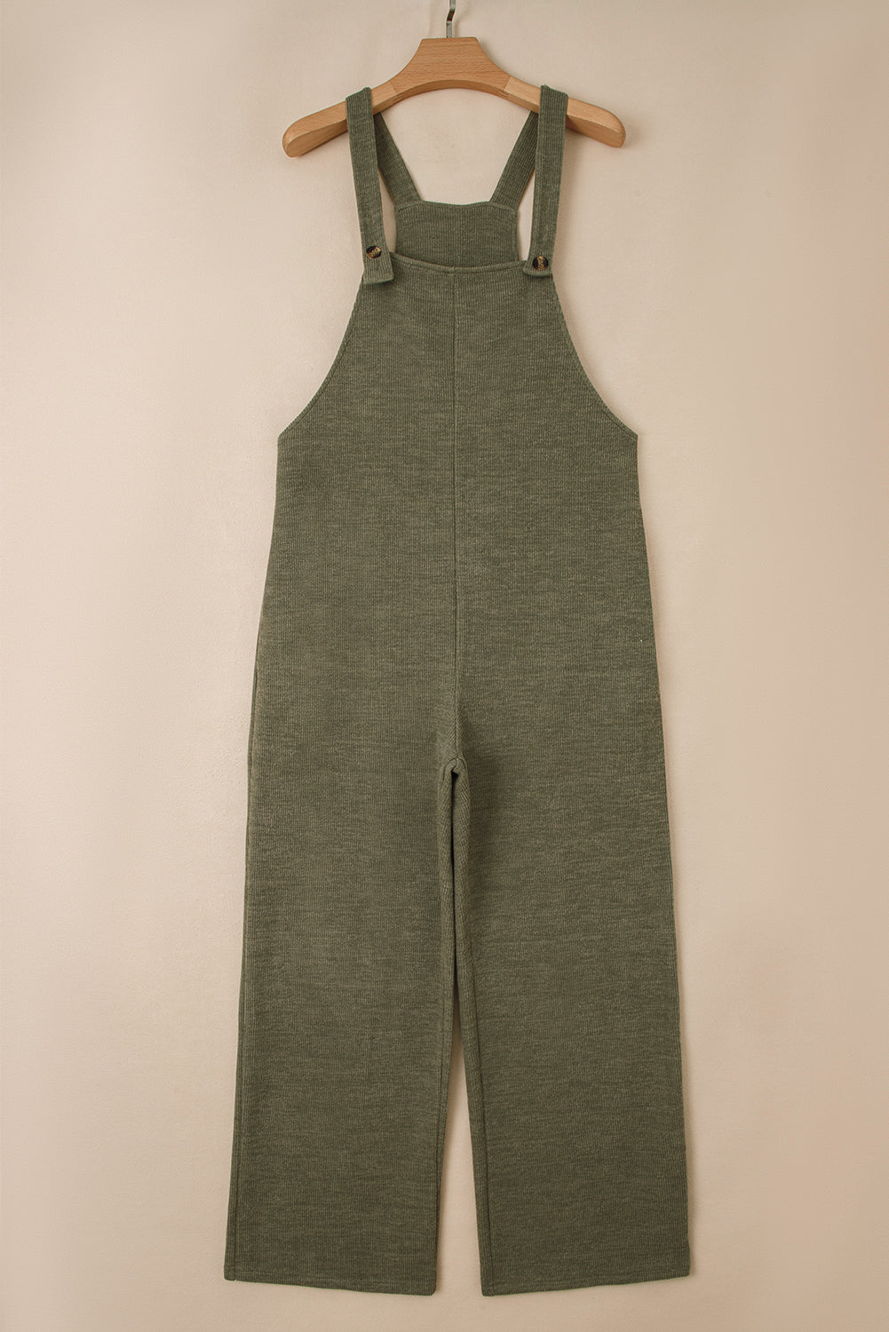 Laurel Green Solid Color Knit Loose Straight Leg Casual Overall Jumpsuit Jumpsuits 8e074cfcd6b5ad9b