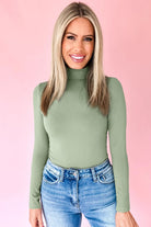 Green Bay Slim Fit High Neck Long Sleeve Basic Top Long Sleeve Tops 8e6ca430c09d6516