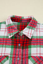 Khaki Christmas Plaid Casual Flannel Shacket Jackets 8e8117809099af0d
