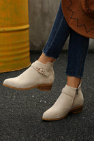 Beige Retro Pointed Toe Ankle Boots Boots 8edd55e0b789ba21