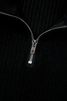 Black Ribbed Zip Neck Drop Shoulder Pullover Bodycon Skirt Set Two Piece Skirt Sets 8f1f79cd352f1bae