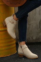 Beige Retro Pointed Toe Ankle Boots Boots 8f4a1b56def63749