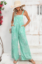Moonlight Jade Abstract Print Wide Leg Bib Overall Jumpsuits 8f6d2a1d202d13dd