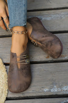 Coffee Button Detail Vintage Faux Leather Loafer Shoes Shoes 90191b9801f1899b