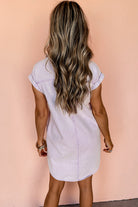 Orchid Petal Double Chest Pocket Denim Shirt Dress Short Dresses 905328409bfdb1b7