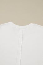 White Plus Size Exposed Seam Detail Contrast Dot Floral Patchwork Sleeve Sweatshirt Plus Size Tops 906b9f7eec2df508