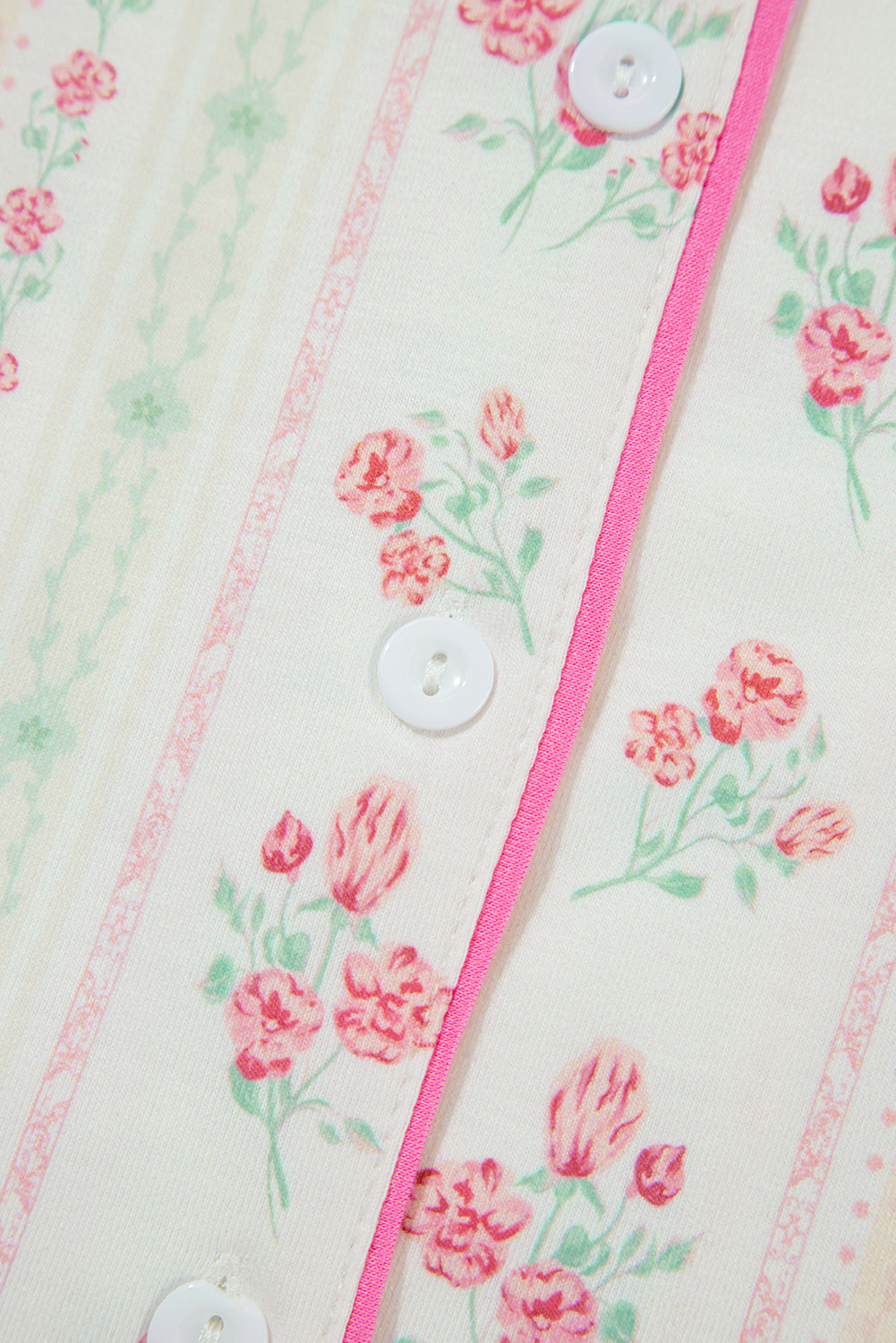 Beige Bow and Cherry Print Ruffle Hem Shorts Pajama Set Two Piece Shorts Sets 90a2f567ce0e512e