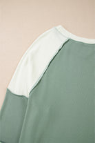 Mint Green Ribbed Colorblock Patchwork Raglan Long Sleeve Top Long Sleeve Tops 90ab28c8ee8cf922