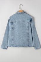 Myosotis Scallop Trim Collar Pocket Button Up Denim Jacket Jackets 90e0bb610eec040e