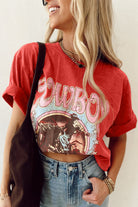Tomato Red COWBOY Vintage Graphic Loose Tee T Shirts 910ec5a6fb537ee0
