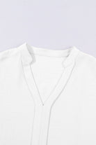 Black Notched Neck Batwing Sleeve Blouse Blouses 919ac4e0ad7da7a4