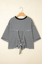 Black Stripe Bowknot Backless T-Shirt T Shirts 92931f7ad1184447