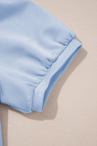 Beau Blue Puff Sleeve Pearl Embellished Scallop Hem 2-Piece Shorts Set Two Piece Shorts Sets 92b08749b7138d45