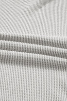 Light Grey Textured Knit Drawstring Cowl Neck Oversized Top Long Sleeve Tops 92c74f2743f37c97