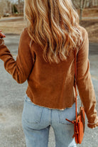 Brown Textured Crewneck Long Sleeve Top Long Sleeve Tops 934a3860670ffe0d