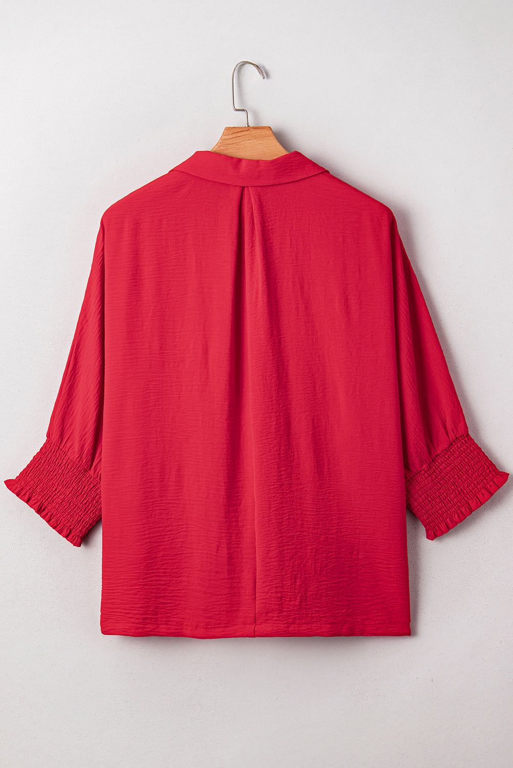 Fiery Red Plus Size Shirred Cuff Dolman Oversized Tunic Blouse Plus Size Tops 93ef909b18bd1de2