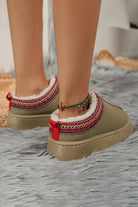 Chestnut Suede Contrast Print Round Toe Plush Lined Flats Slides Shoes + Flip Flops 94cfe0a959806672