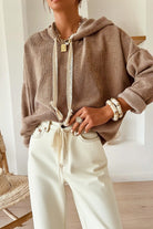 Smoke Gray Thermal Textured Leopard Drawstring Baggy Hoodie Sweatshirts & Hoodies 94fc8296d5deb788