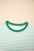 Green Stripe Ruffle Short Sleeve T Shirt Mini Dress Short Dresses 950626b8077c058c