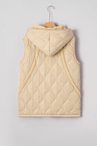 Pale Khaki Quilted Padded Casual Winter Jacket Vest with Fleece Lining Jackets 95413b177468219e