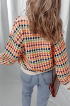 Multicolour Dotty Striped Pattern Knit Drop Shoulder Sweater Sweaters 97286e7d585a0e0e